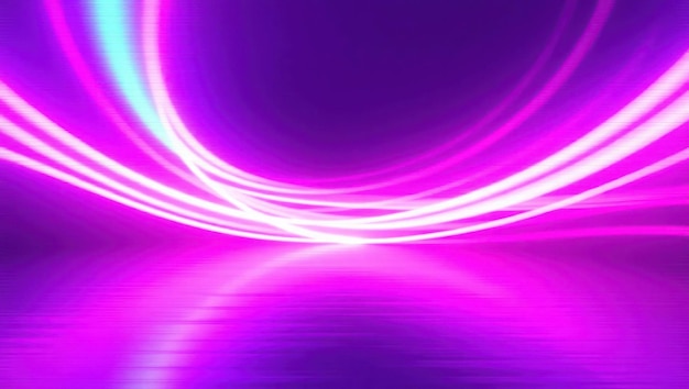 Abstracto Rutas de luz de neón en púrpura y rosa