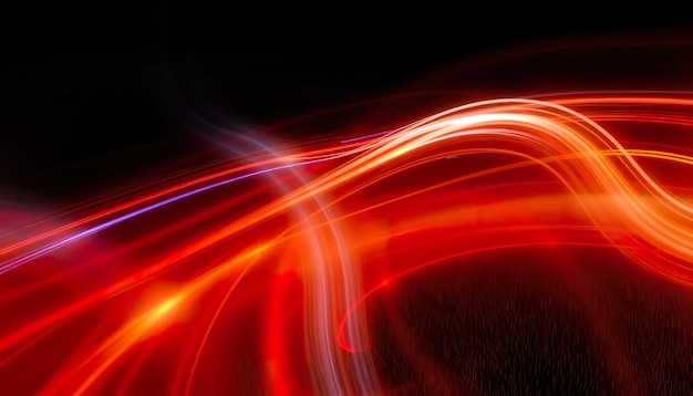 Abstracto Rutas de luz roja y naranja que fluyen dinámicamente