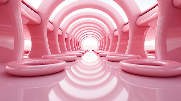 Abstracto Sala rosa 3D Cilindro realista Fondo para el día de San Valentín Fondo para Banner HD