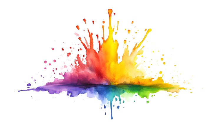 Abstracto Las salpicaduras de acuarela en una paleta de colores del arco iris