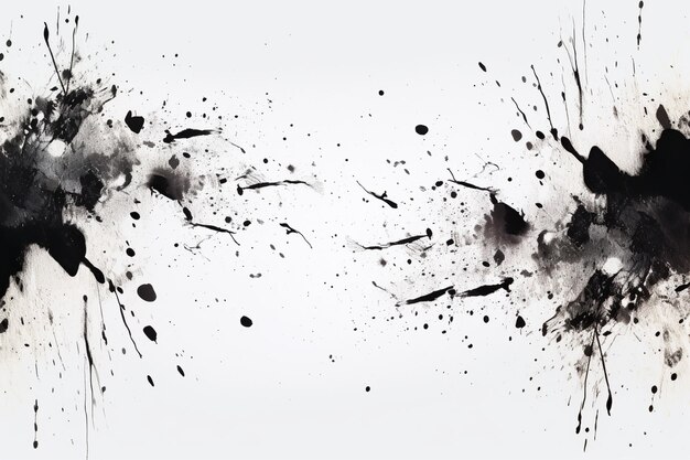 Abstracto salpicaduras de tinta negra cae efecto fondo grunge