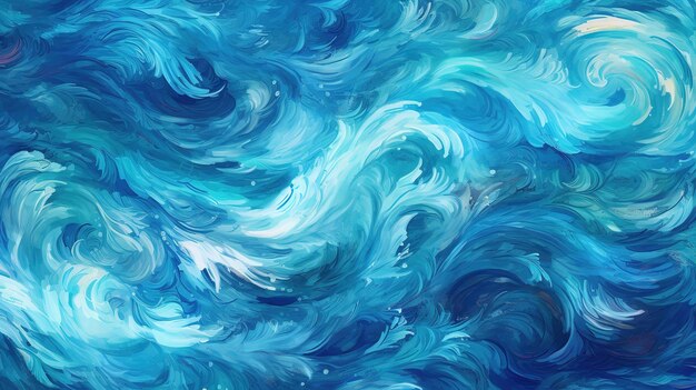 Abstracto sem costura azul turquesa ondas do oceano pintura de paisagens marinhas fundo Generative Ai