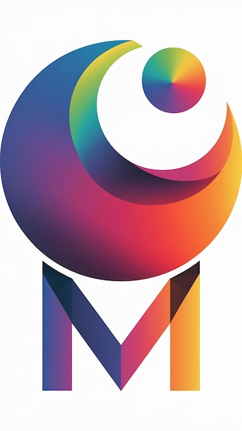 Abstracto signo de círculo de esfera M letra diseño vectorial del icono del logotipo
