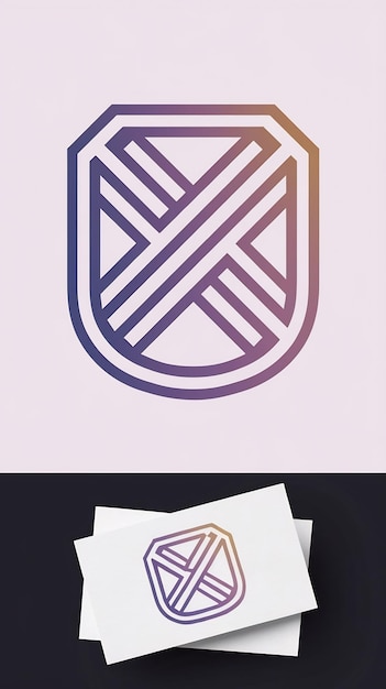 Abstracto Signo de escudo lineal del logotipo X con diseño vectorial de tarjeta de visita de la marca