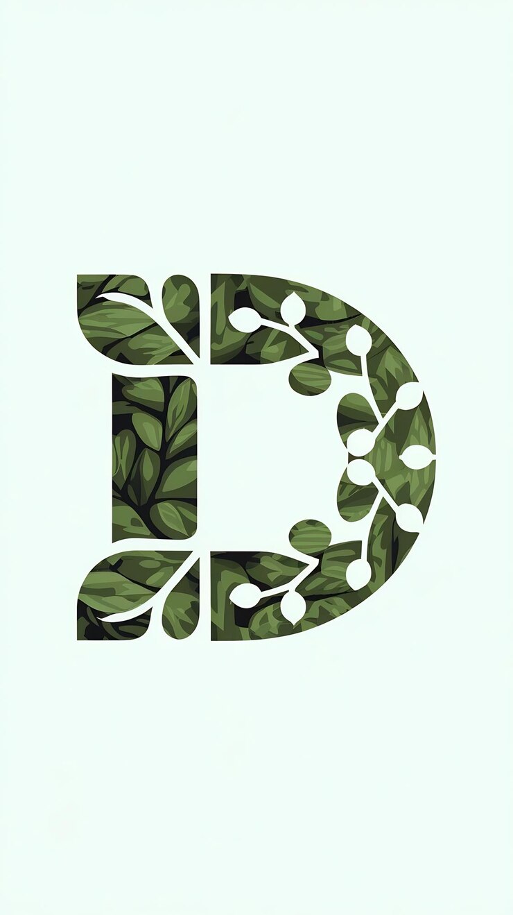 Foto abstracto símbolo de ecologia de círculo verde ícone orgânico limpo letra d logotipo sinal design vetorial
