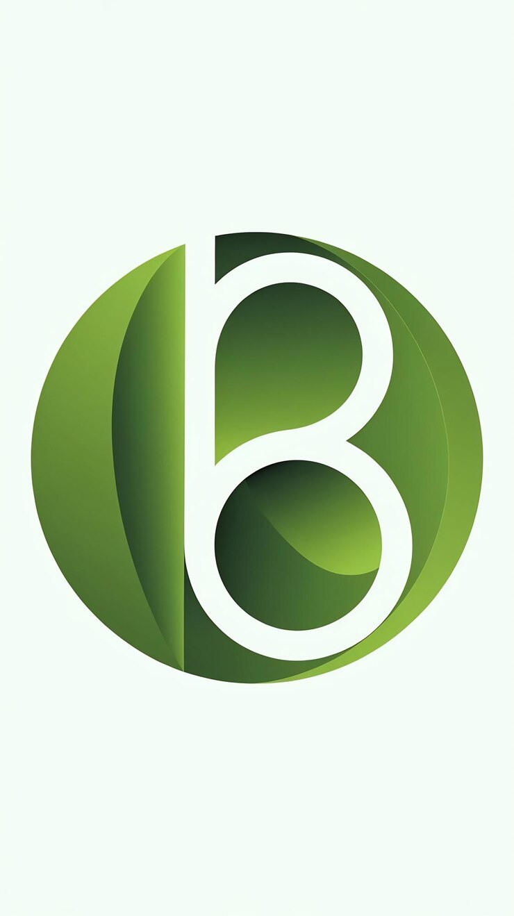 Foto abstracto símbolo de ecología de círculo verde icona orgánica limpia letra b diseño vectorial de signo de logotipo