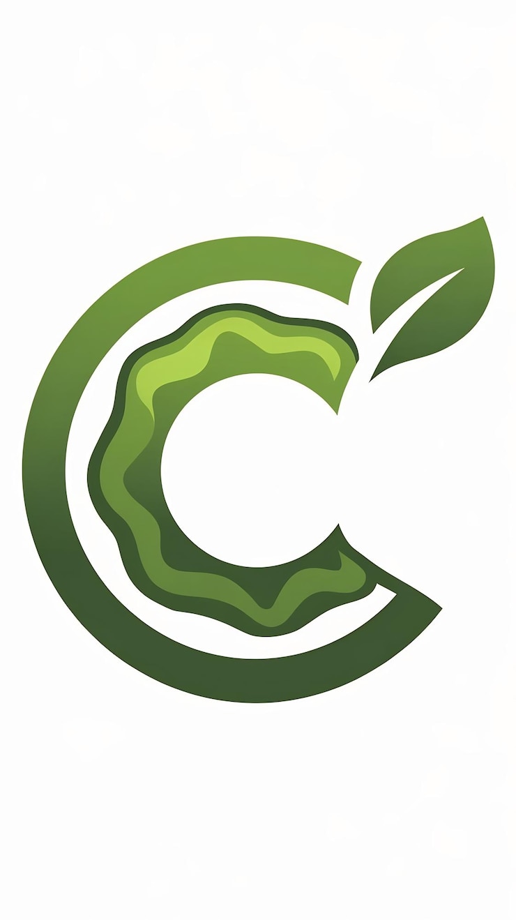 Foto abstracto símbolo de ecología de círculo verde icona orgánica limpia letra c diseño vectorial de signo de logotipo
