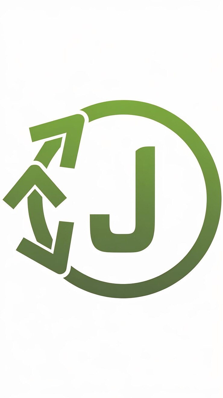 Foto abstracto símbolo de ecología de círculo verde icona orgánica limpia letra j diseño vectorial de signo de logotipo