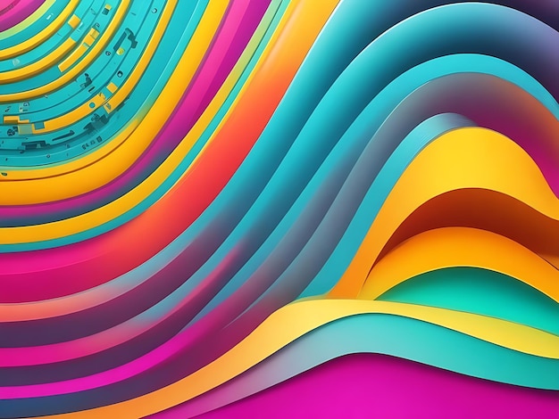 Abstracto tecnología colorida fondo de onda punteada AI Generado
