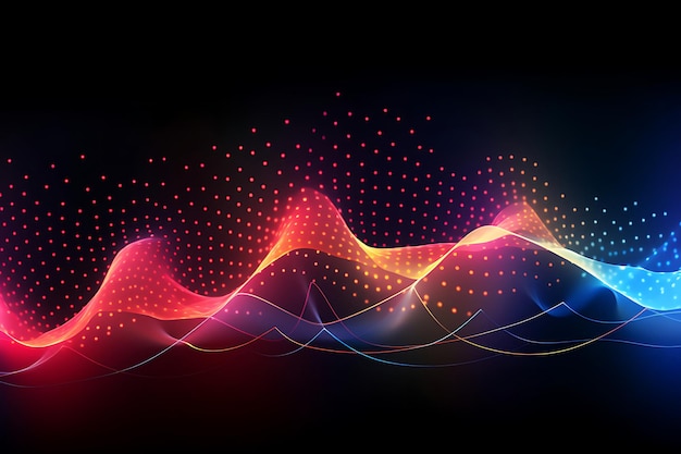 Abstracto tecnologia colorida fundo de onda pontilhada
