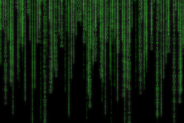 Abstracto tecnologia verde fundo binário código binário de programação de computador conceito de hacker