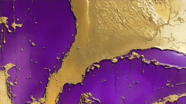Foto abstracto textura áspera de pinceladas púrpura y dorada