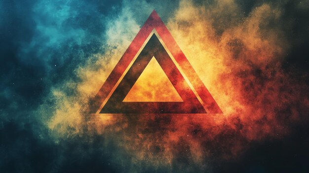 Abstracto Triángulo de Fuego con fondo cósmico