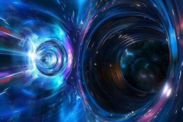 Abstracto Túnel espacial con luces y estrellas brillantes