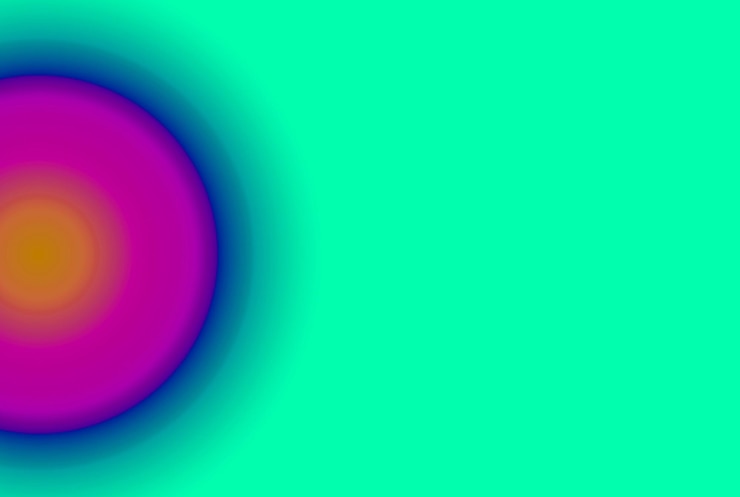 Foto abstracto de varias capas de semicírculo azul y rosa sobre fondo verde menta