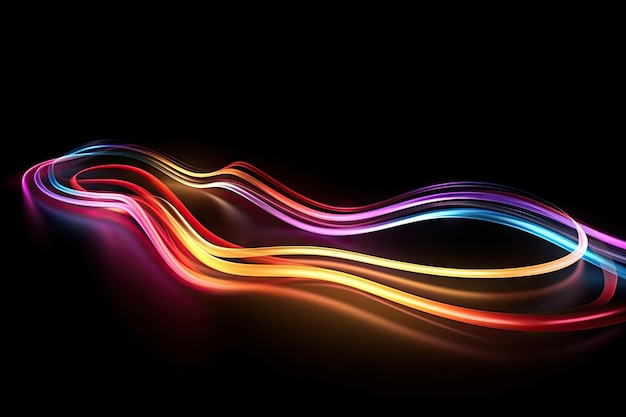 Abstracto Velocidade trilhas de luz efeito caminho rápido néon fundo de tecnologia futurista Generative Ai