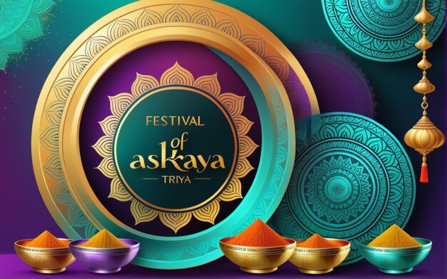 Foto abstracto de venta de banner o póster de venta para el festival de la celebración de akshaya tritiya fondo compuesto