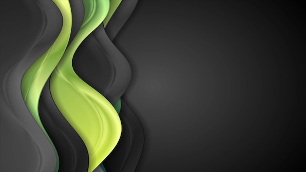 Abstracto verde negro ondas lisas fondo corporativo