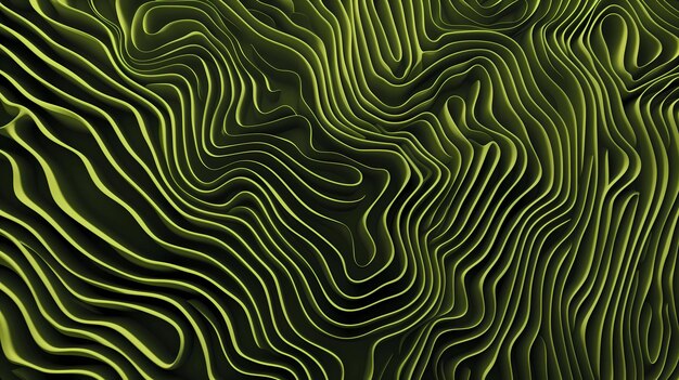 Abstracto verde Realista 3D Topografia Relief texturizado com camadas onduladas