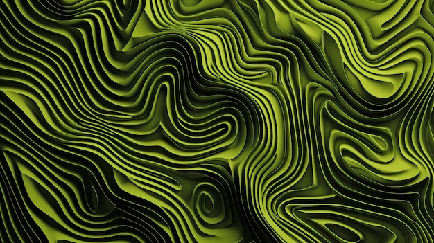 Abstracto verde Realista 3D Topografia Relief texturizado com camadas onduladas