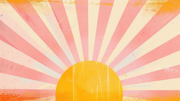 Abstracto Vintage Sunburst con rayos coloridos angustiados en diseño gráfico de estilo retro