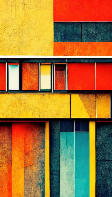 Abstrakt Bauhaus-Stil Hintergrund Trendige Ästhetik Bauhaus-Architektur Design Digitale Kunst