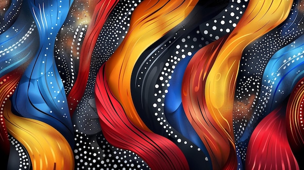 Abstrakt farbenfroher wellenartiger Hintergrund 3D-Rendering 3D-Illustration