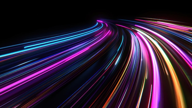 Abstrakt Farbige Lichtspuren auf schwarzem Hintergrund