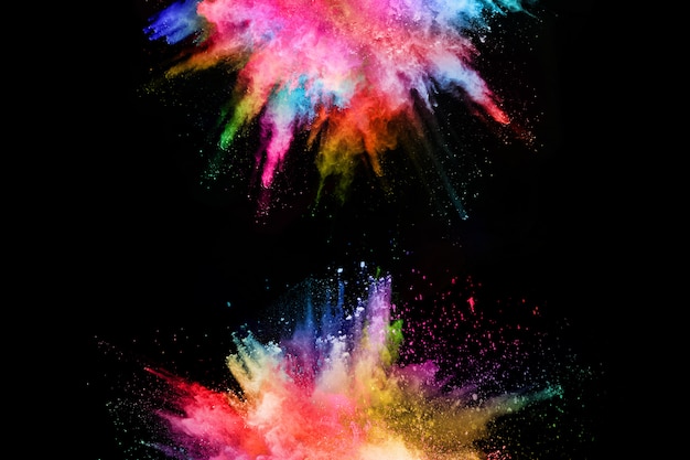 abstrakt farbige staubexplosion auf einem schwarzen background.abstract pulver splatted hintergrund.