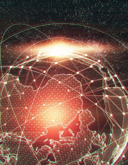 Abstrakt globaler Netzwerkhintergrund Cyberspace-Konzept 3D-Rendering