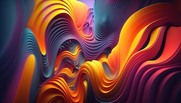 Abstrakt Hintergrund einer abstrakten horizontalen Welle in Farbe Generative Ai