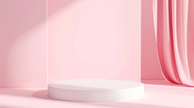 Abstrakt leerer rosa Hintergrund mit weißer Basis Szene für die Werbung für kosmetische Anzeigen Generative Ai