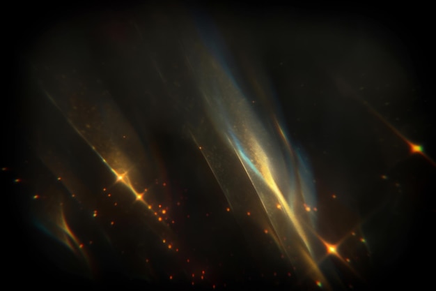 Abstrakt Linsenflare-Beleuchtung auf einer schwarzen Leinwand Verflechtung von Bokeh-Prisma-Lichtern mit faszinierender