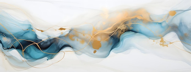 Abstrakt Schöne weiße blaue und orange gold Marmor Aquarell Alkohol Tinte Kunst Leinwand Wirbelmuster