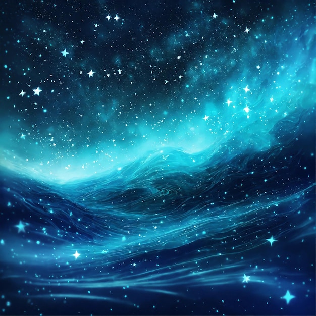 abstrakt wasservoll magische Sterne dunkelblau weiß