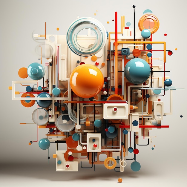 Abstrakte 3D-Darstellung chaotischer geometrischer Formen Futuristischer Hintergrund