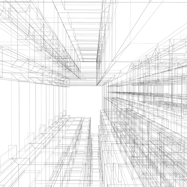 Abstrakte 3D-Darstellung der Architektur