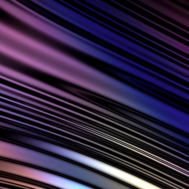 Abstrakte 3D-Darstellung der Silberplatte mit diagonalen Wellen mit farbigen Reflexionen in dunkler Umgebung