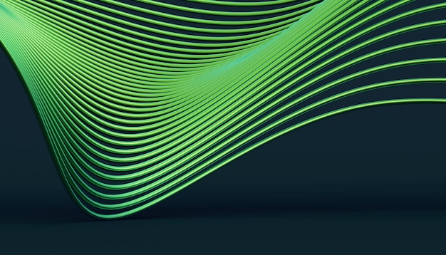 Abstrakte 3D-Darstellung einer glatten Oberfläche mit Linien. Gestreiftes modernes Hintergrunddesign für Poster, Cover, Branding, Banner, Plakat