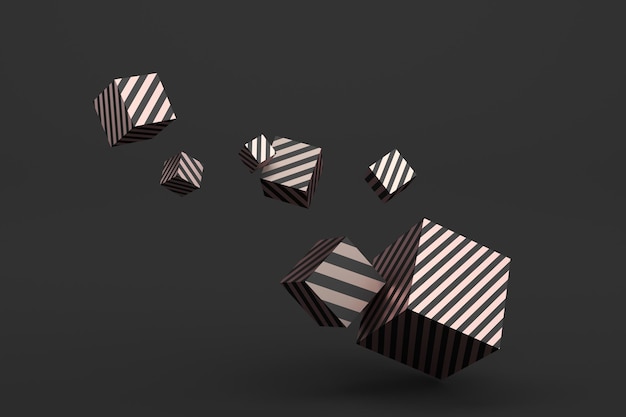 Abstrakte 3D-Darstellung von geometrischen Formen. Minimalistische Komposition. Modernes Hintergrunddesign für Poster, Cover, Branding, Banner, Plakat.