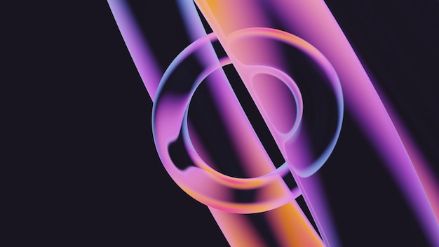 Foto abstrakte 3d-darstellung von neonschillerndem holografischem kreisglas mit lebendiger gradientenstruktur