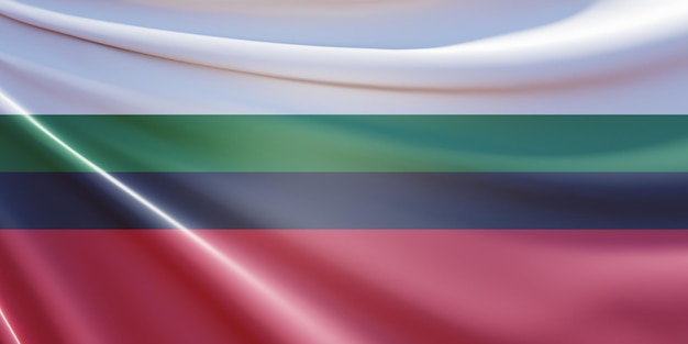 Abstrakte 3D-Illustration der Flagge von Grabow nad prosna auf gewelltem Stoff