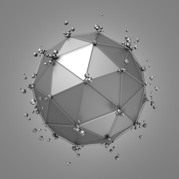 Abstrakte 3D-Rendering der Metallkugel mit chaotischer Struktur