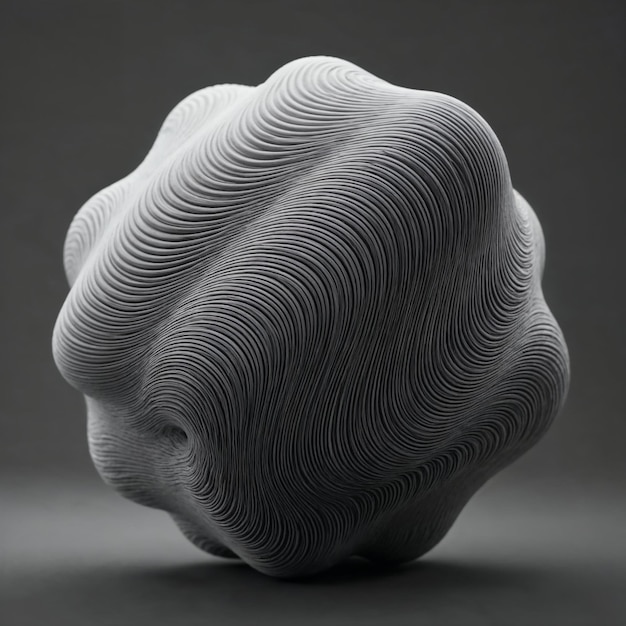 Abstrakte 3D-Skulptur mit geschichteten Wellenlinien