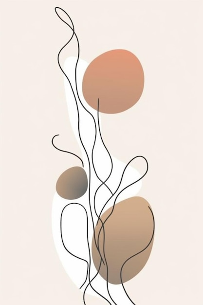 abstrakte Abbildung einer Pflanze mit ein paar Kreisen generativ ai
