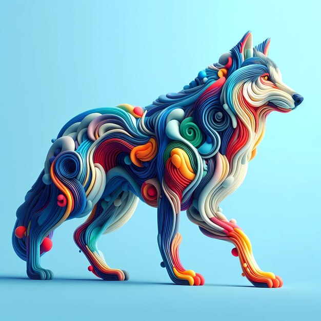 Foto abstrakte abbildung eines bunten wolfes
