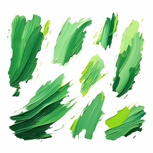 Abstrakte Acrylfarbe mit grünen Streifen auf weißem Hintergrund, die von KI generiert wurde