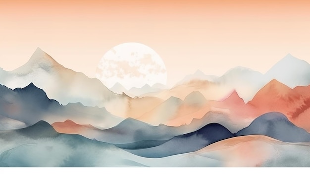 abstrakte Aquarelle minimalistische Landschaft