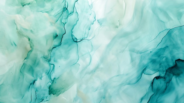 Abstrakte Aquarellfarbe Hintergrundfarbe durch Tealfarbe Blau und Grün mit flüssiger Flüssigkeit Generative Ai