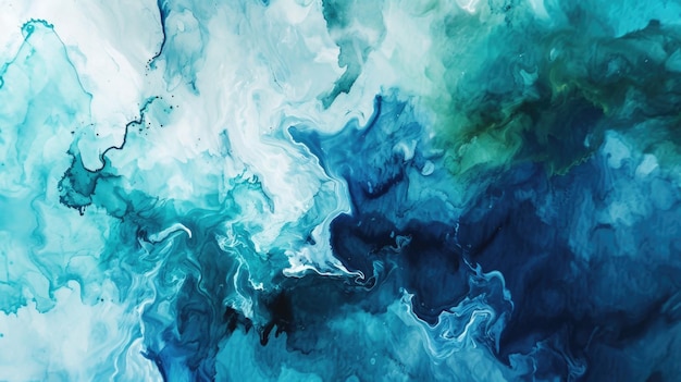 Abstrakte Aquarellfarbe Hintergrundfarbe mit blau-grüner und grüner Farbe mit flüssiger Flüssigkeitstextur